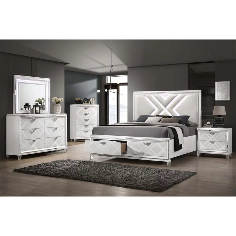 White Solid Wood 5-Drawer Chest Z847