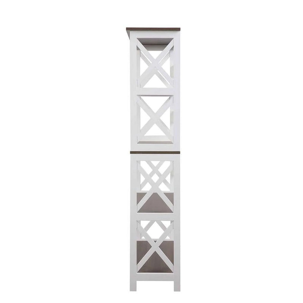 White 5 Tier Wood Bookcase Set of 2 X970