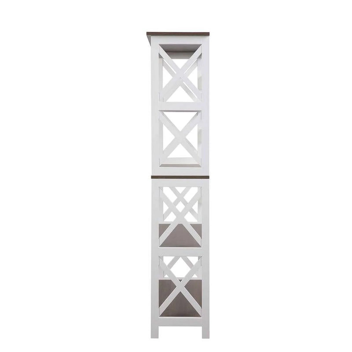 White 5 Tier Wood Bookcase Set of 2 X970