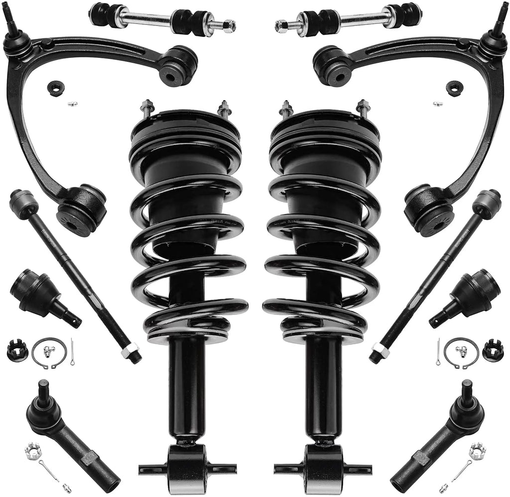 Front 12pc Control Arms Ball Joints Struts Sway Bars Tie Rod Ends Kit B2424