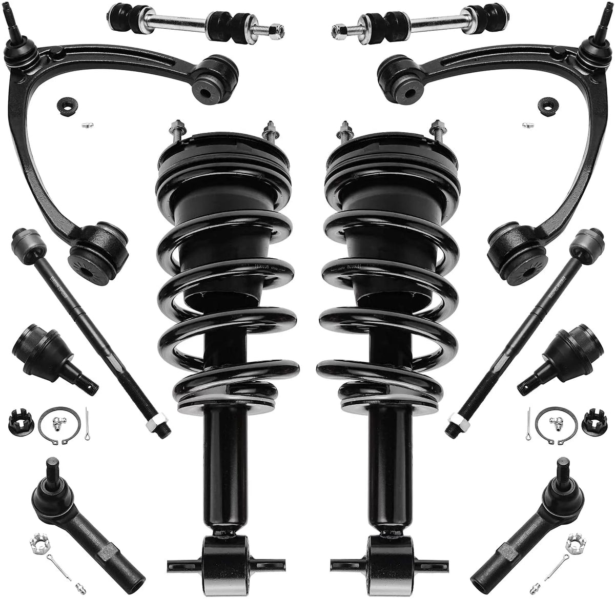 Front 12pc Control Arms Ball Joints Struts Sway Bars Tie Rod Ends Kit B2424