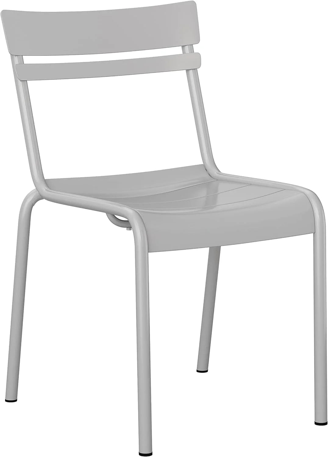 Steel Stack Chair, Indoor-Outdoor Armless Chair With 2 Slat Back In Silver, Set Of 2 J152