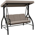 3 Person Patio Swing Chair with Adjustable Canopy and Removable Cushion N942