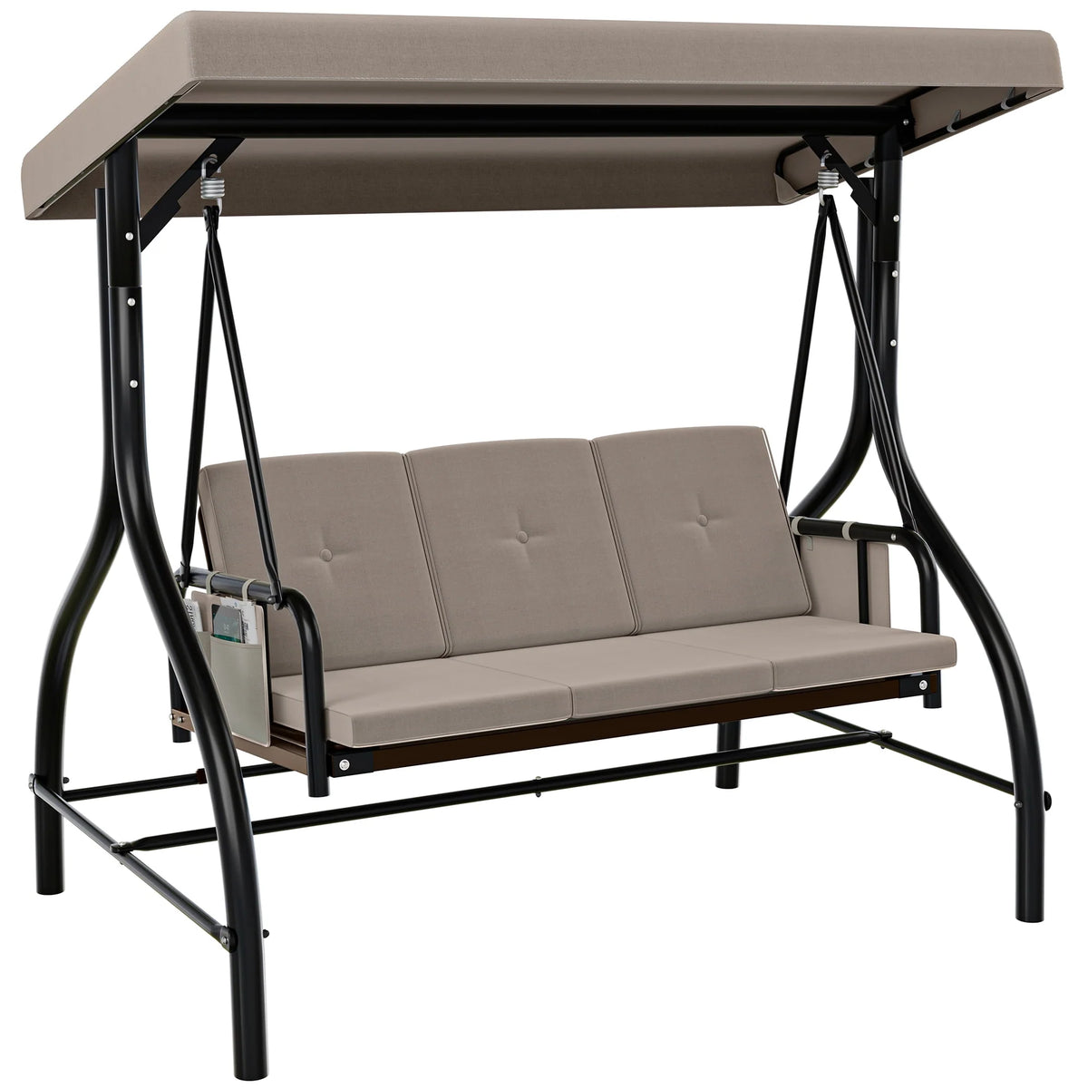 3 Person Patio Swing Chair with Adjustable Canopy and Removable Cushion N942