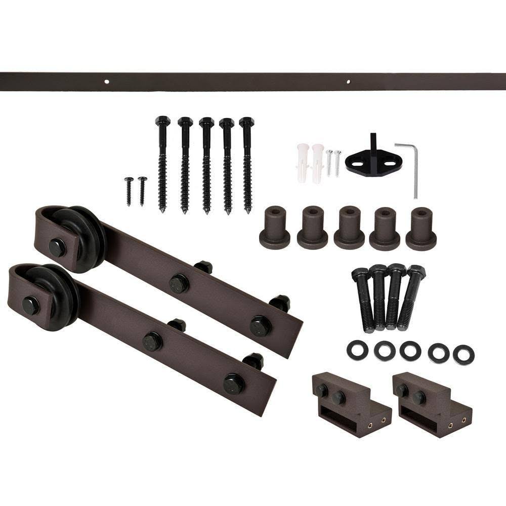 Colonial Maple Stained Pine Wood Interior Sliding Barn Door with Hardware Kit X549