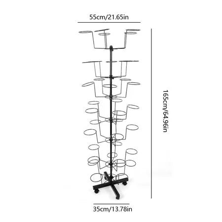 7 Tier Rotating Hat Rack Stand with 35 Hooks White G3489