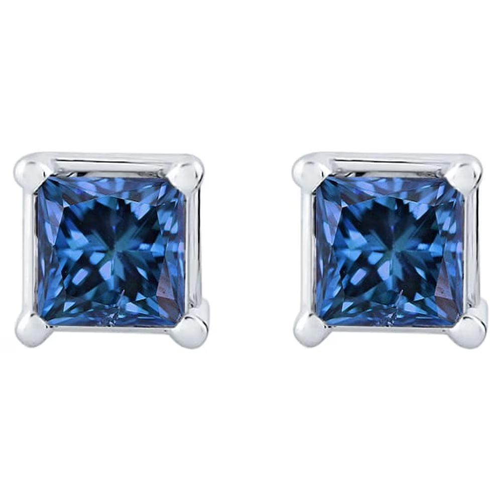 14K White Gold Princess Cut Diamond Earring Studs J956294