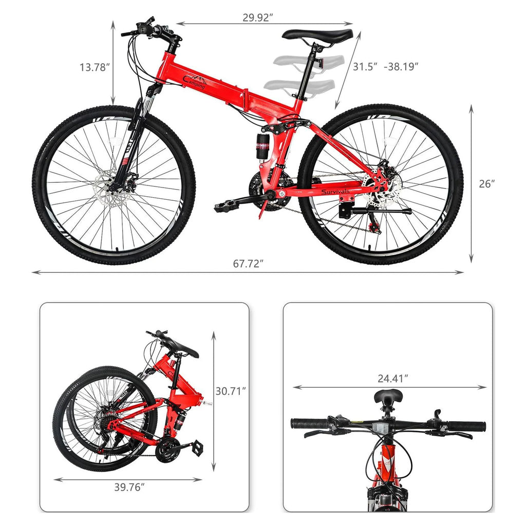 Folding 21 Speed 26 Wheel Steel Frame Mountain Bike B427