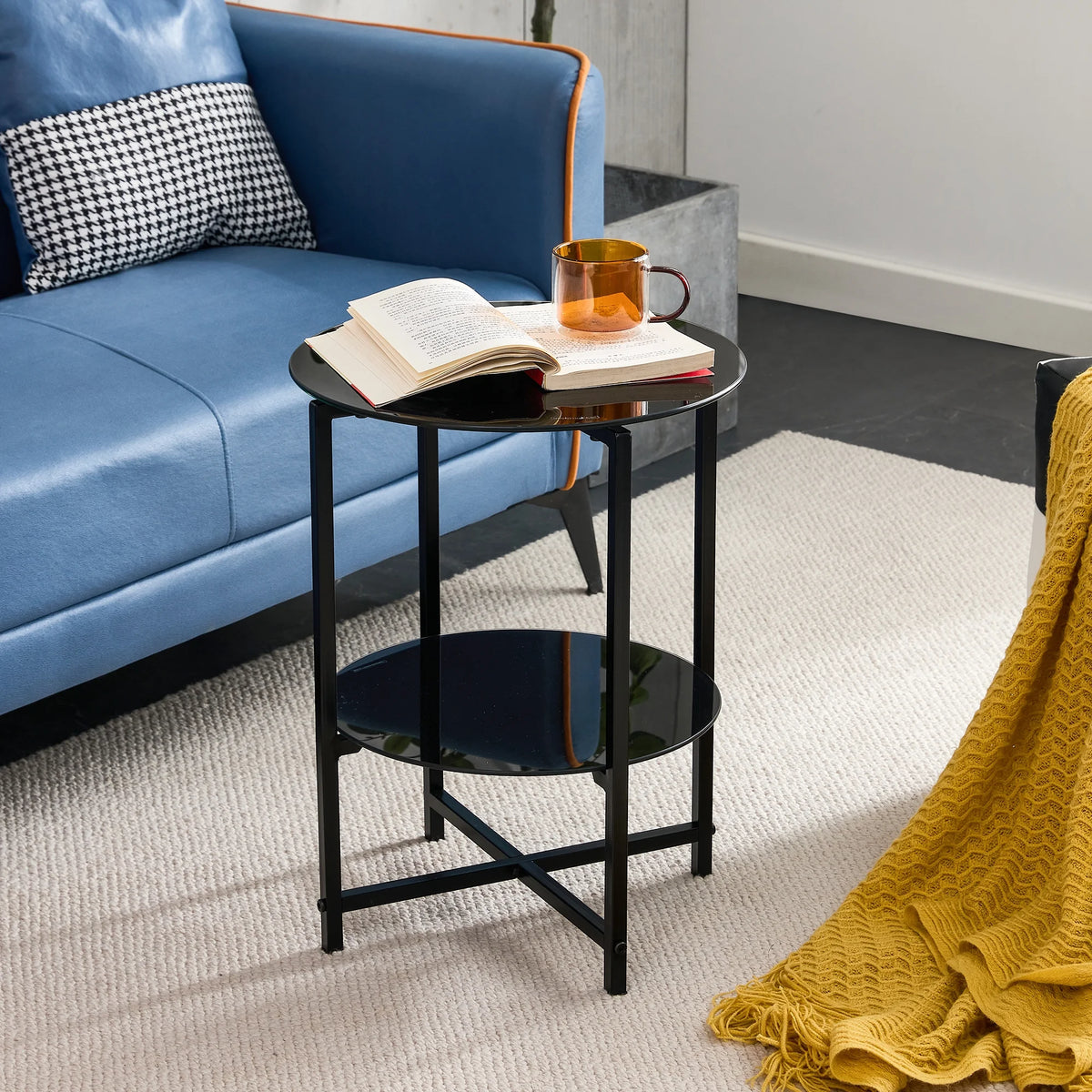 Round Tempered Glass End Table J69228
