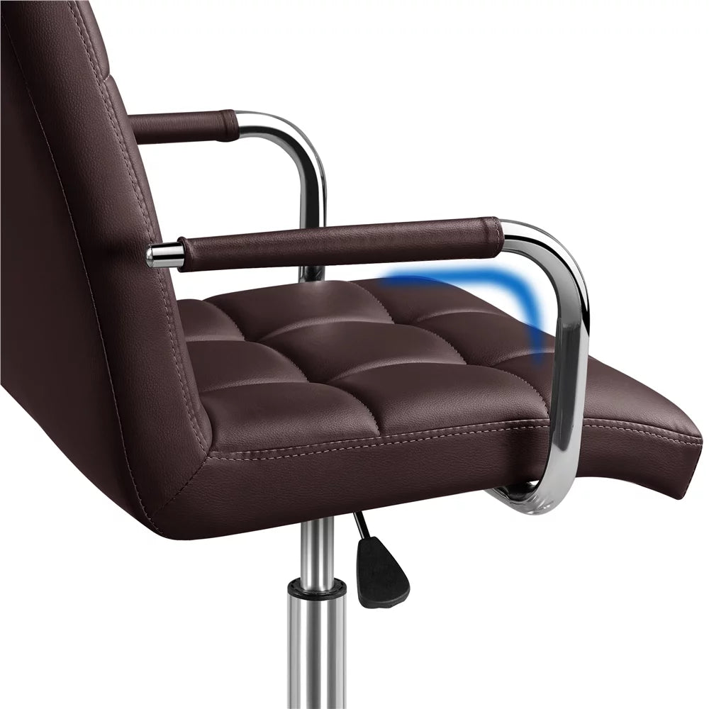 Height Adjustable PU Leather Office Chair with Armrests T7655