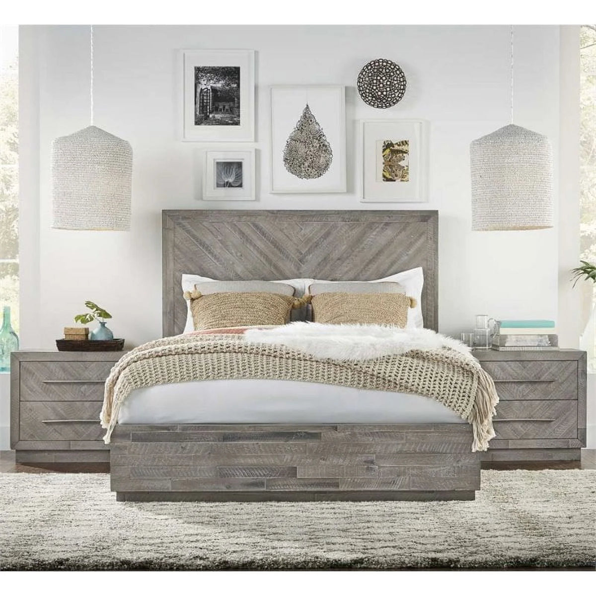 Solid Wood California King Storage Panel Bed X800175
