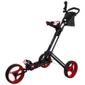 Black and Red 3 Wheel Golf Bag Push Cart S3474