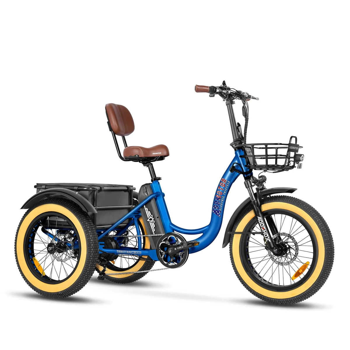 Step-Thru Fat Tire Electric Trike with Basket, 750W 48V 20Ah Black Z111772
