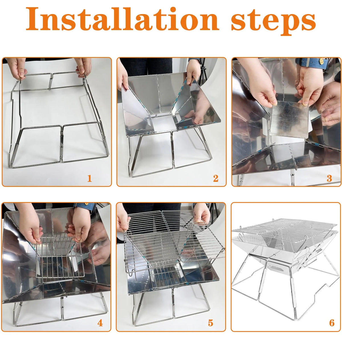 Charcoal Folding Stainless Steel BBQ Grill L161