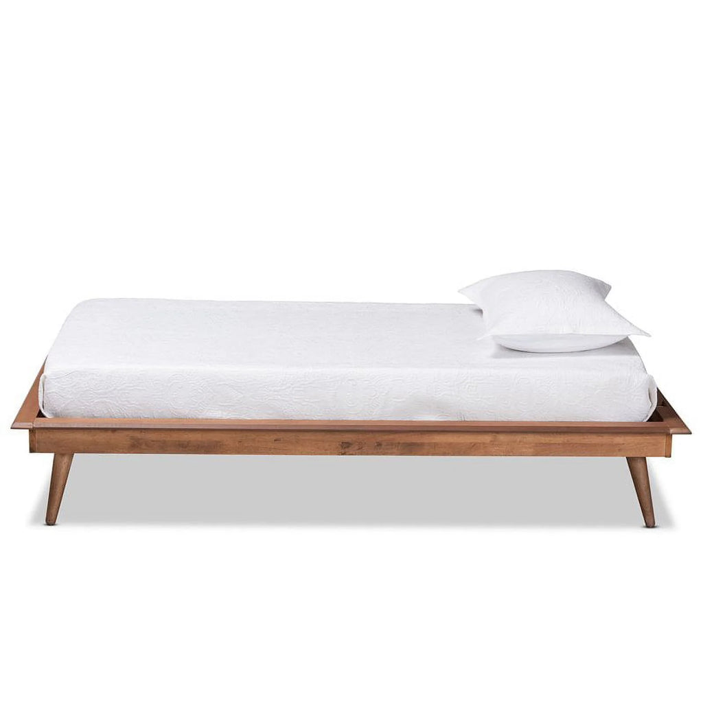 Walnut Brown Wood Twin Size Platform Bed Frame Z7316