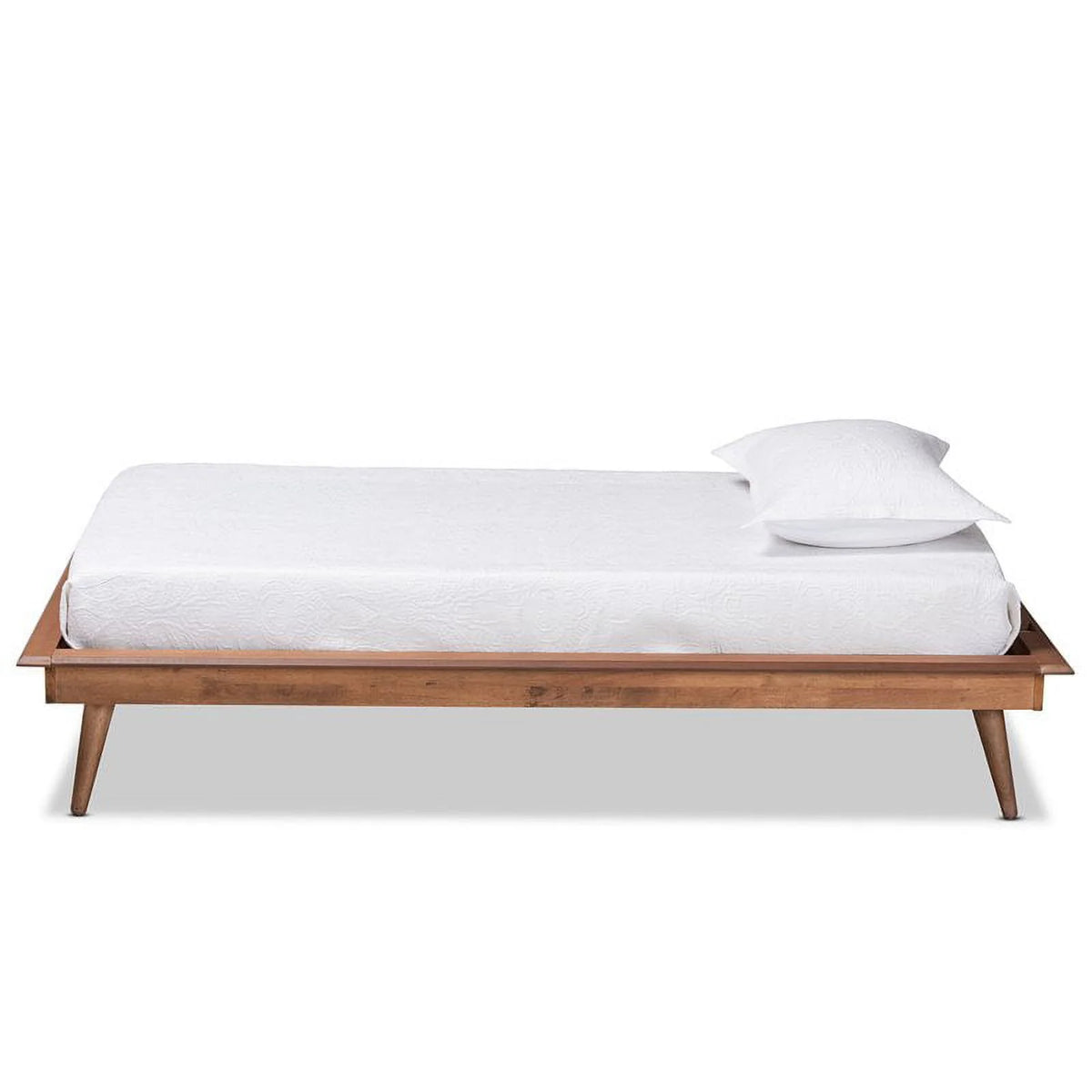 Walnut Brown Wood Twin Size Platform Bed Frame Z7316