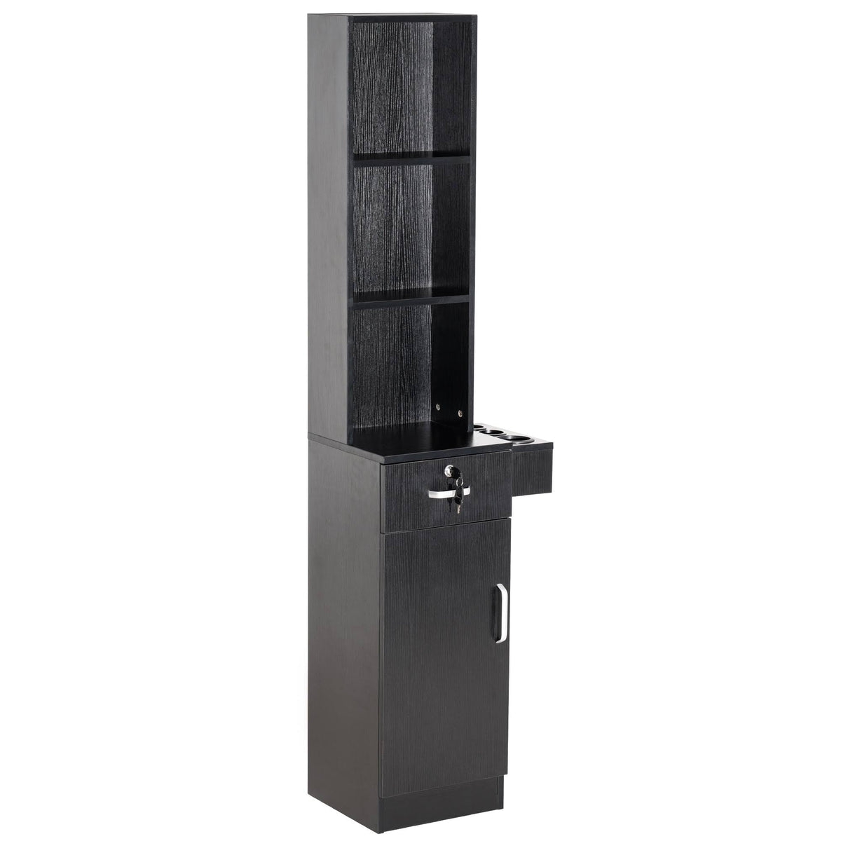 Wall Mount Barber Station with Drawer Storage Black Q266500