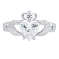 18K White Gold Solitaire Claddagh Ring R112