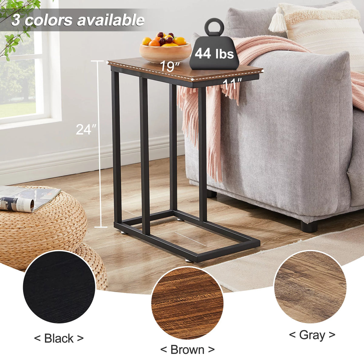 Set of 2 C-Shape Side Table Metal Frame L6198