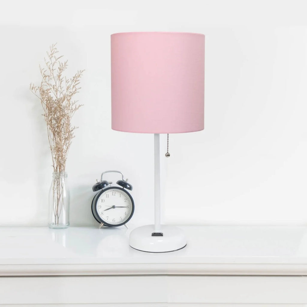 Pink Stick Lamp with Fabric Shade R8505