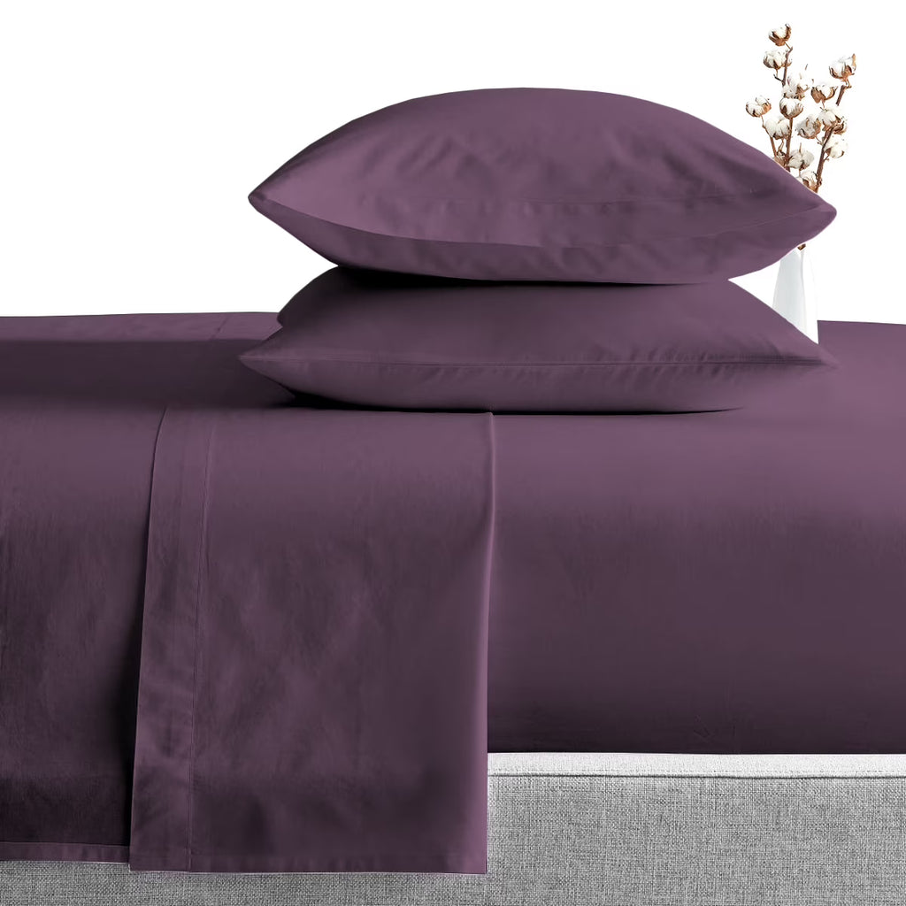 1000 Thread Count Egyptian Cotton Fitted Sheet Plum Solid H5980