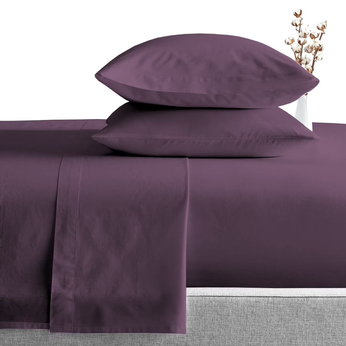 1000 Thread Count Egyptian Cotton Fitted Sheet Plum Solid H5980