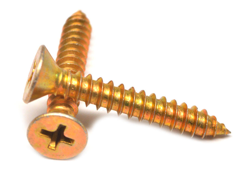 20 x 1/2 Sheet Metal Screw Phillips Flat Head Type AB Low Carbon Steel Yellow Zinc Plated S930