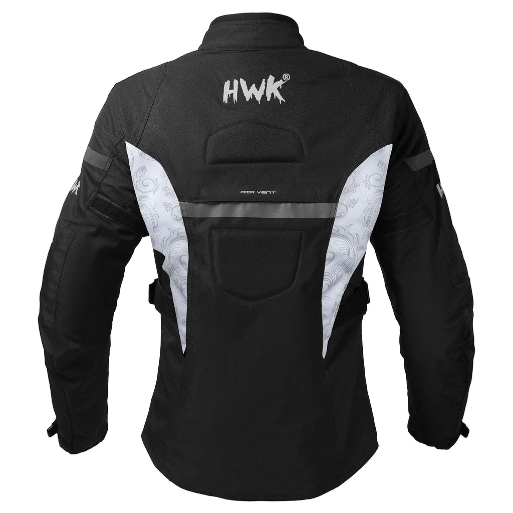 Water Resistant Textile Motorcycle Jacket with CE Armor Black & White Large E289191