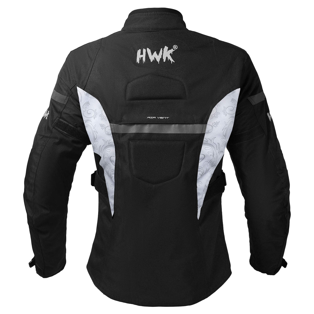 Water Resistant Textile Motorcycle Jacket with CE Armor Black & White Large E289191