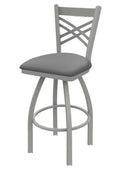 25 inch Swivel Counter Stool with Anodized Nickel Finish and Grey Seat X46107
