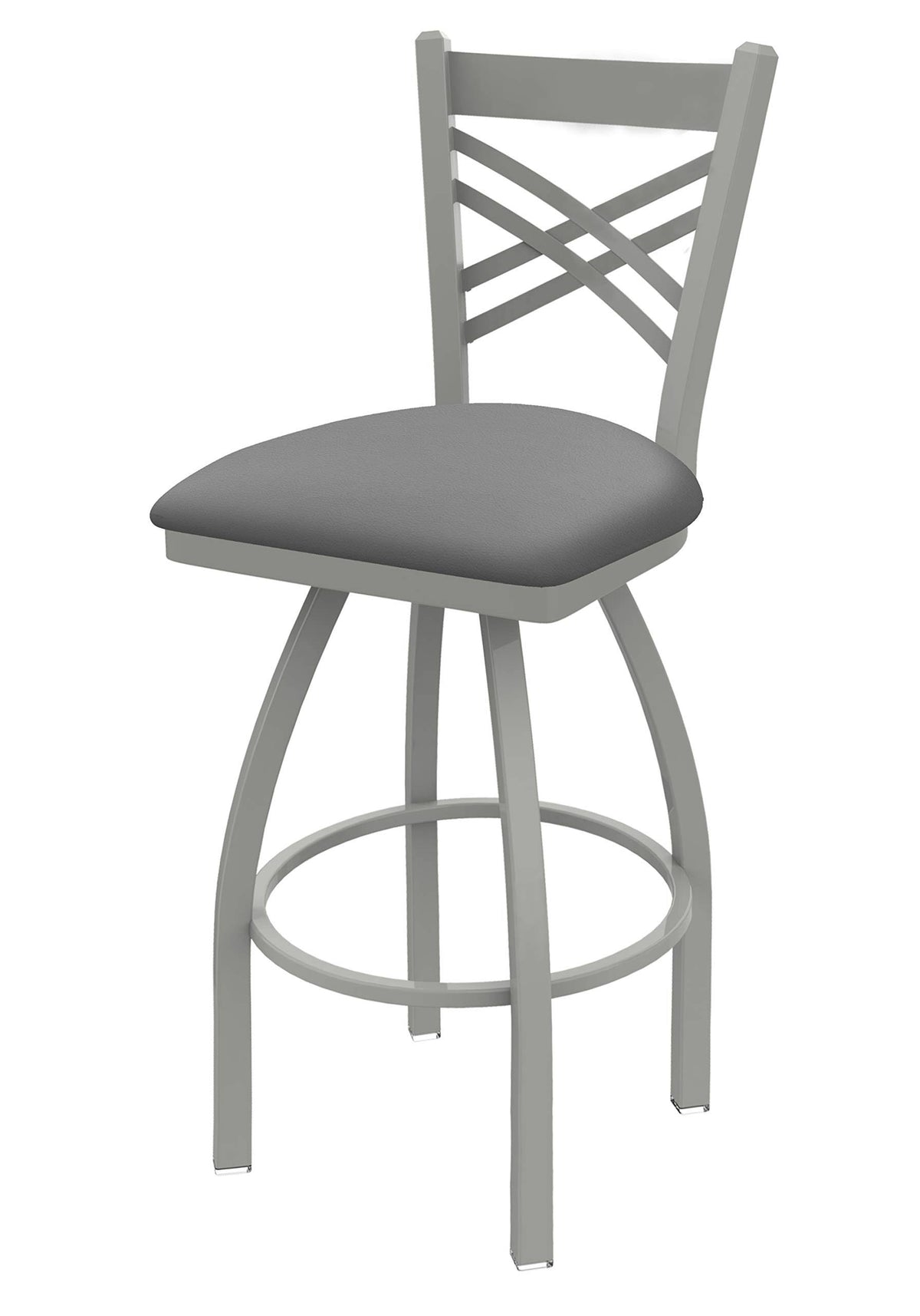 25 inch Swivel Counter Stool with Anodized Nickel Finish and Grey Seat X46107