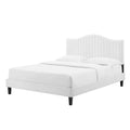 White Velvet King Size Tufted Platform Bed Frame J7492