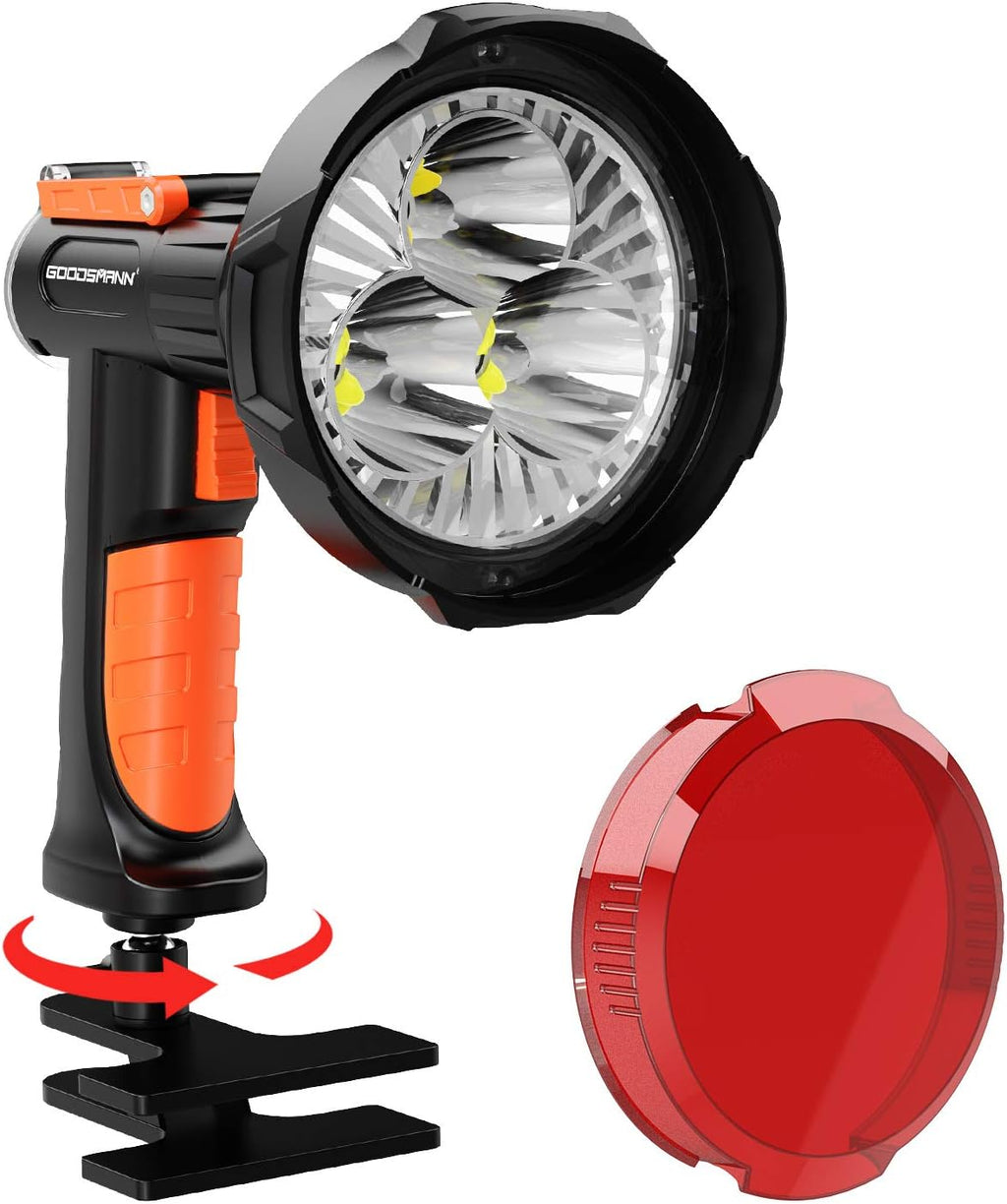 Rechargeable 4000 Lumen LED Spotlight with Detachable Red Light Filter G92628