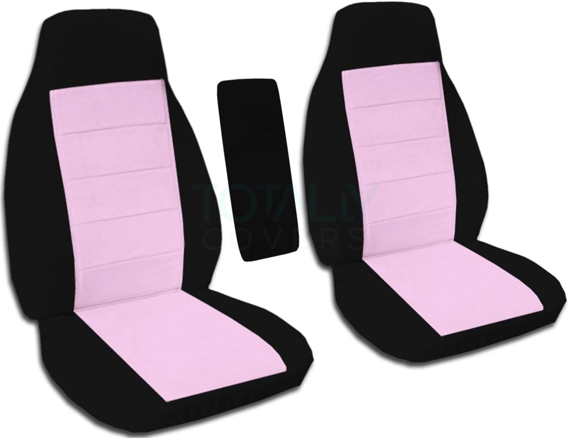 Black and Sand Two-Tone Truck Bucket Seat Covers with Center Armrest Cover H568001