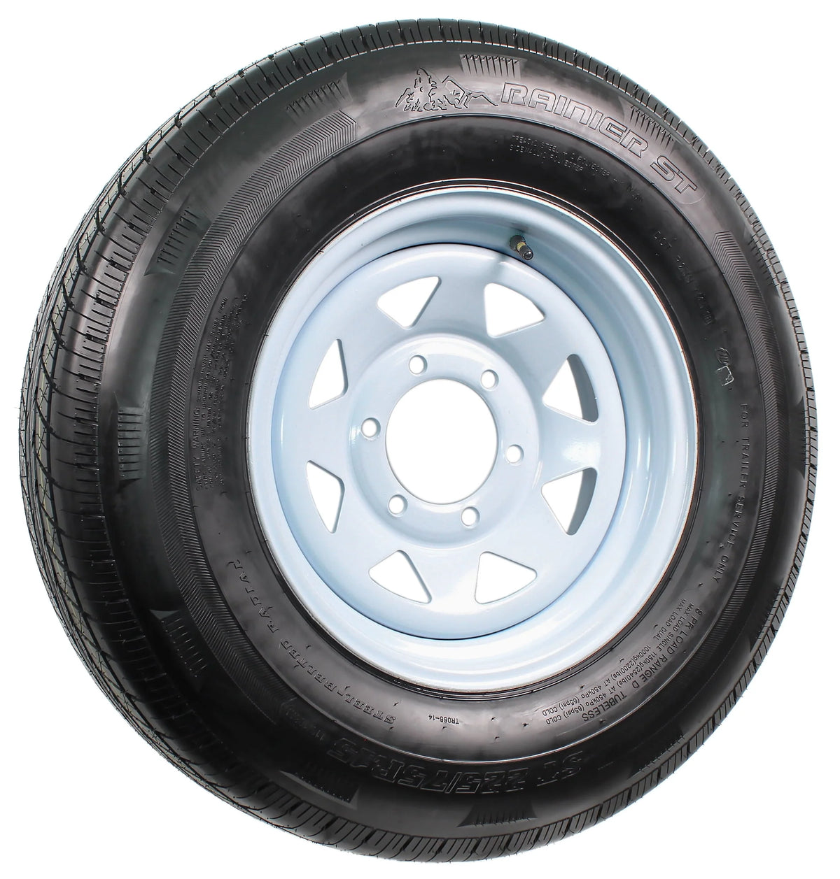 ST225/75R15 15 D 6 Lug White Spoke Trailer Tire On Rim Y85365