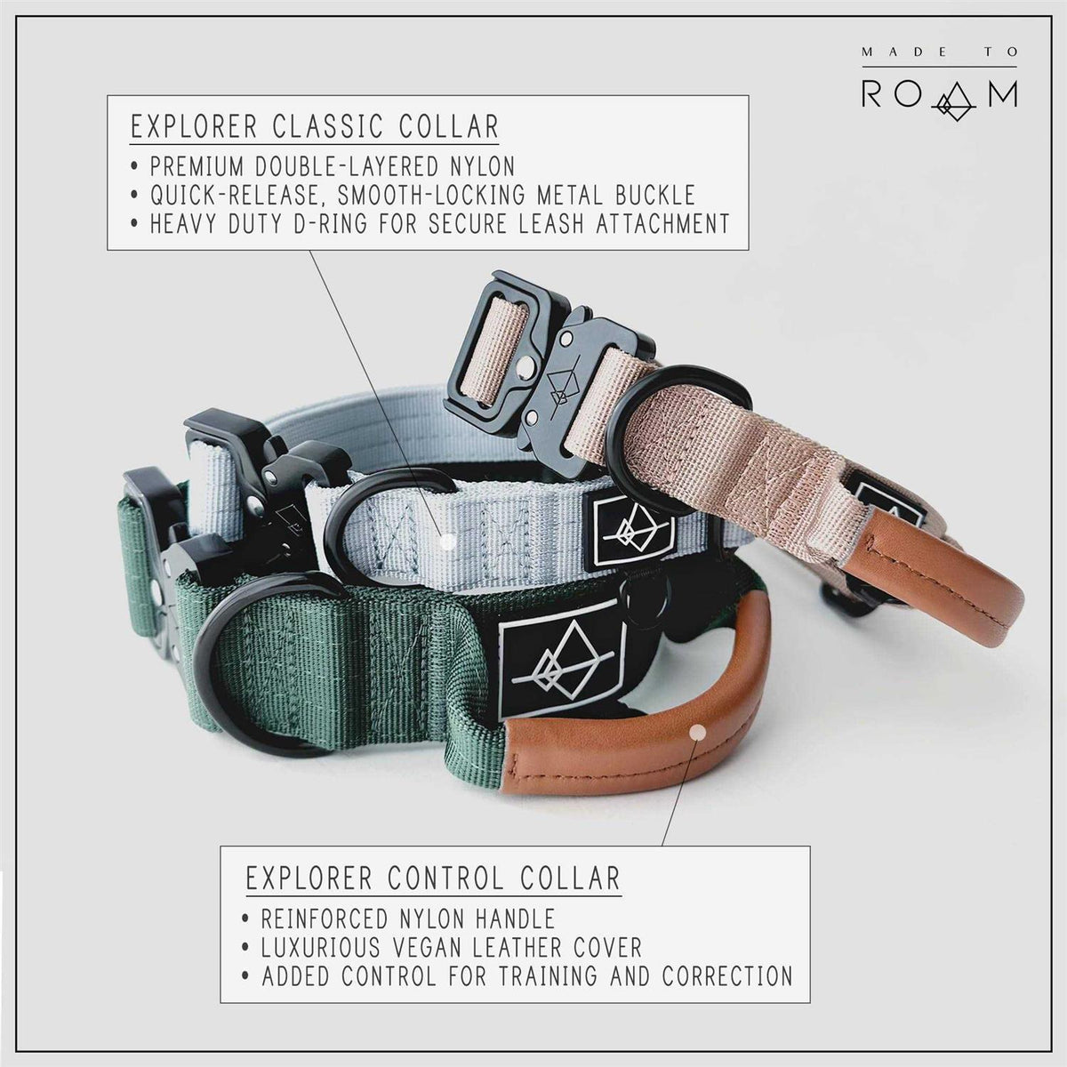 Adjustable Heavy Duty Nylon Dog Collar with Quick-Release Metal Buckle V725266