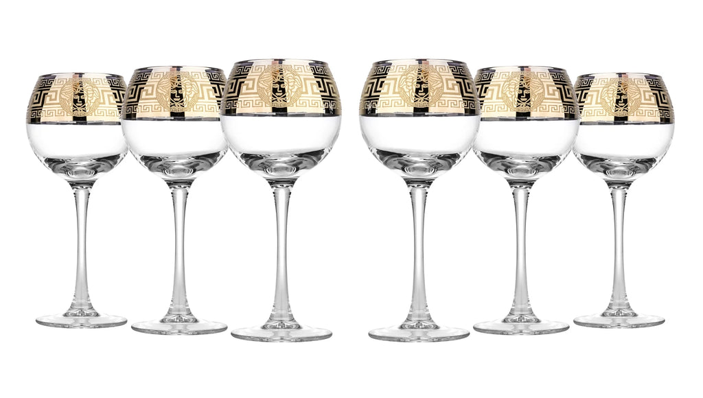 10oz Wine Glasses with Golden Accent, Set of 6 B320