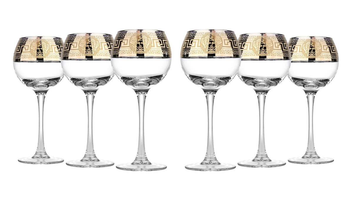 10oz Wine Glasses with Golden Accent, Set of 6 B320