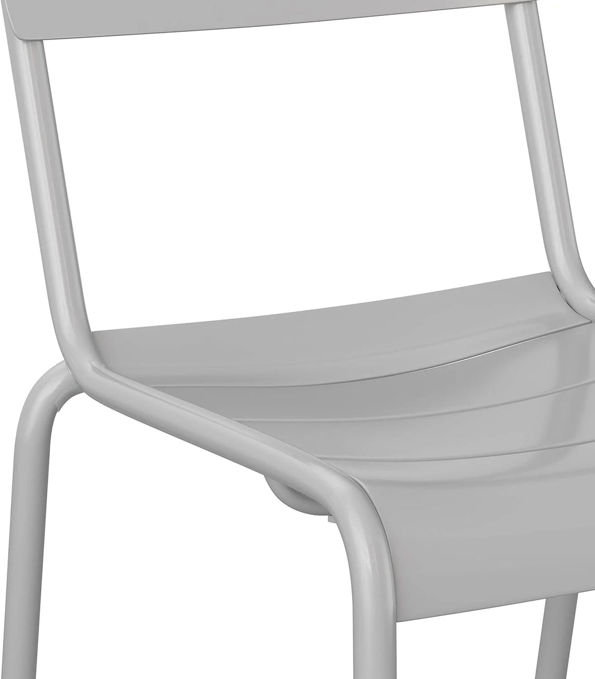 Steel Stack Chair, Indoor-Outdoor Armless Chair With 2 Slat Back In Silver, Set Of 2 J152