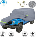 210D Oxford Waterproof Car Cover with Zipper Door, Reflective Strip, Windproof Straps T4157