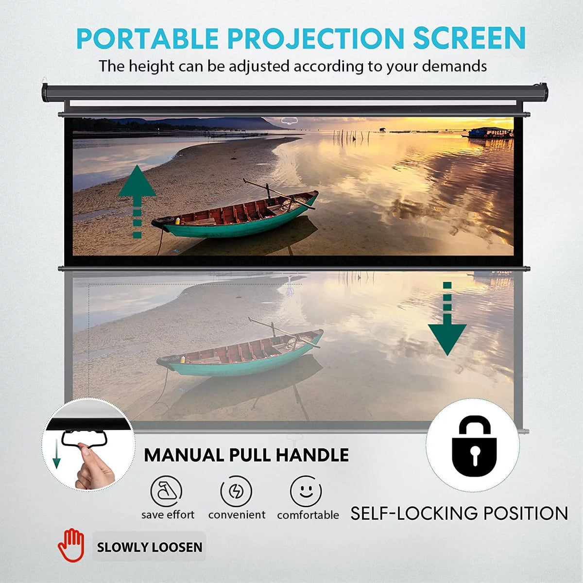 80 inch 16:9 HD Retractable Projector Screen O3879