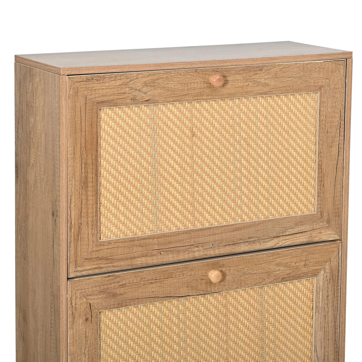 3 Flip Drawer Rattan Shoe Cabinet with Metal Legs R896