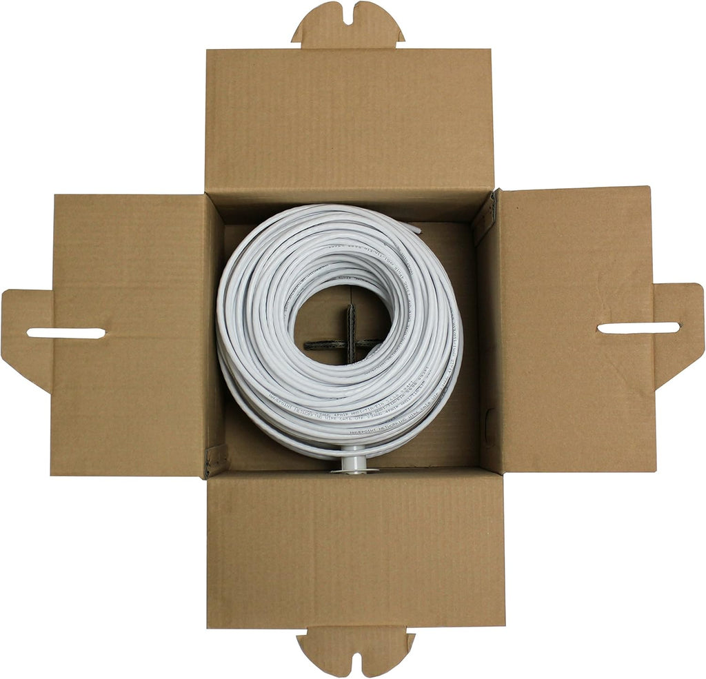 Cat6 Bulk Ethernet Cable, 250ft, White, Solid, 550MHz, 23AWG, UTP U6848