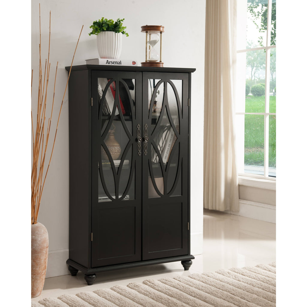 Black Wood Curio Cabinet M5963