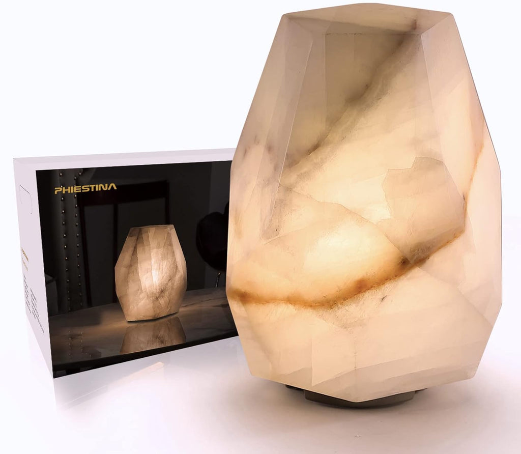 Pentagon White Calcite Table Lamp W183