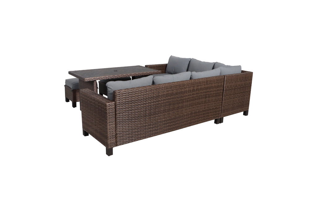5-Piece Outdoor Wicker Dining Sectional Set A91611
