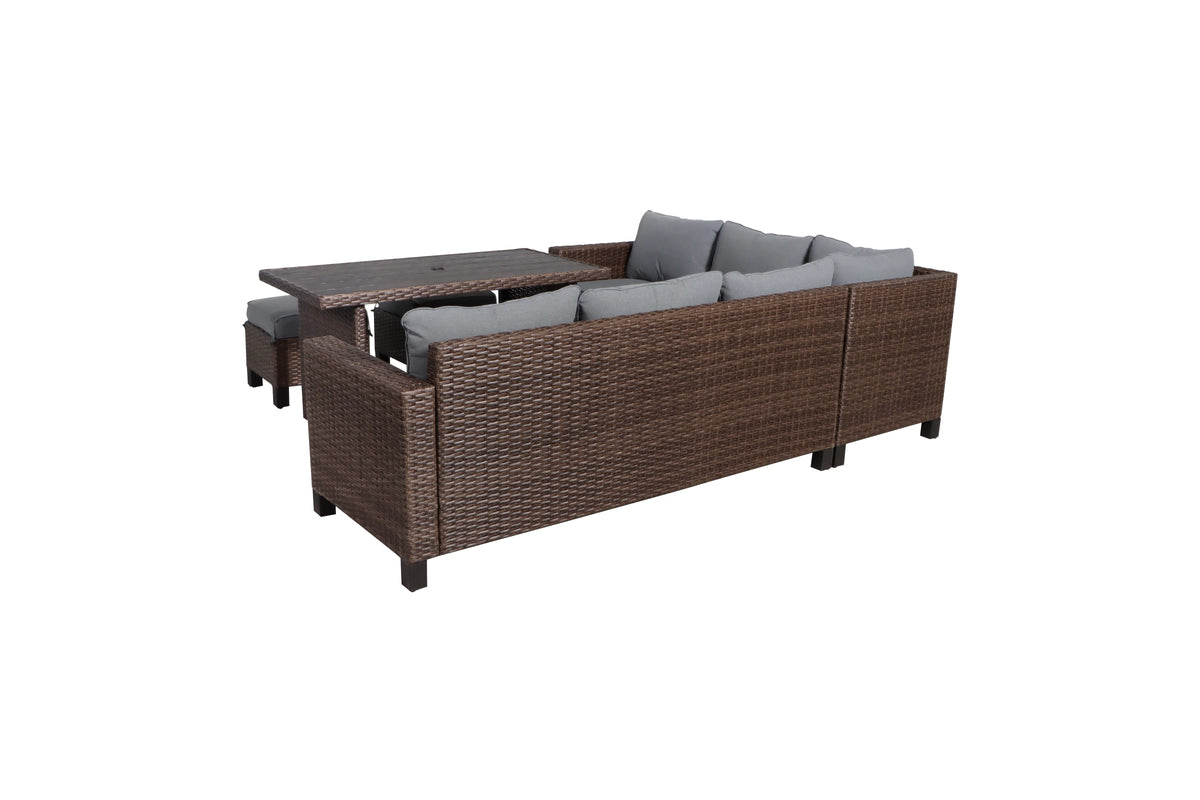 5-Piece Outdoor Wicker Dining Sectional Set A91611