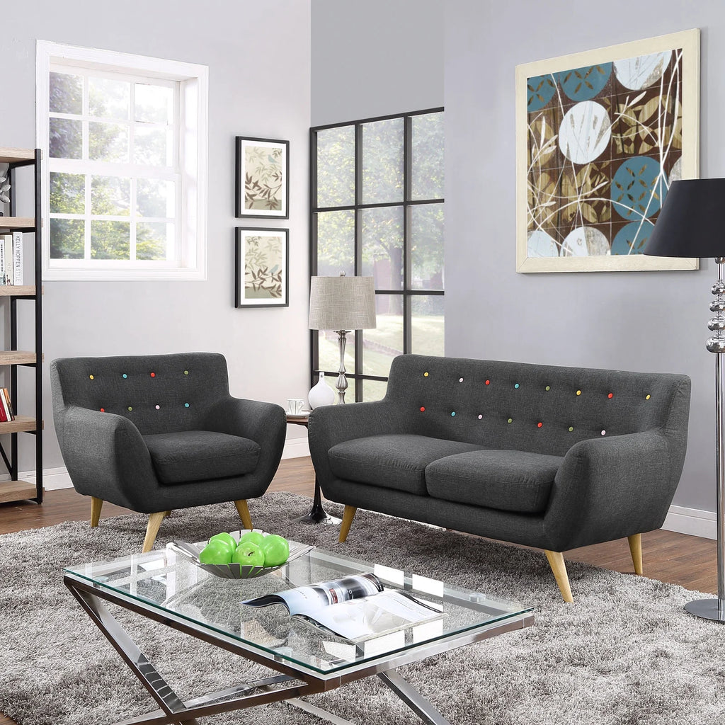 Grey Fabric Plywood Two PCS Living Room Set K6909