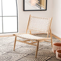 Natural/White Leather Accent Chair A394