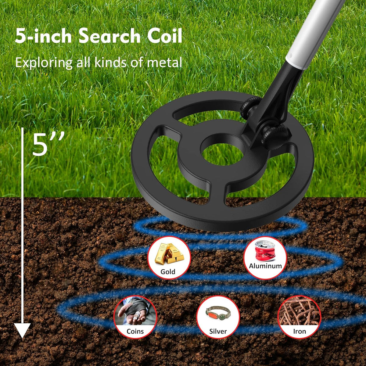 Metal Detectors for Kids, 7-inch Waterproof Search Coil, Adjustable Stem, LCD Screen, Pack of 2 X23421